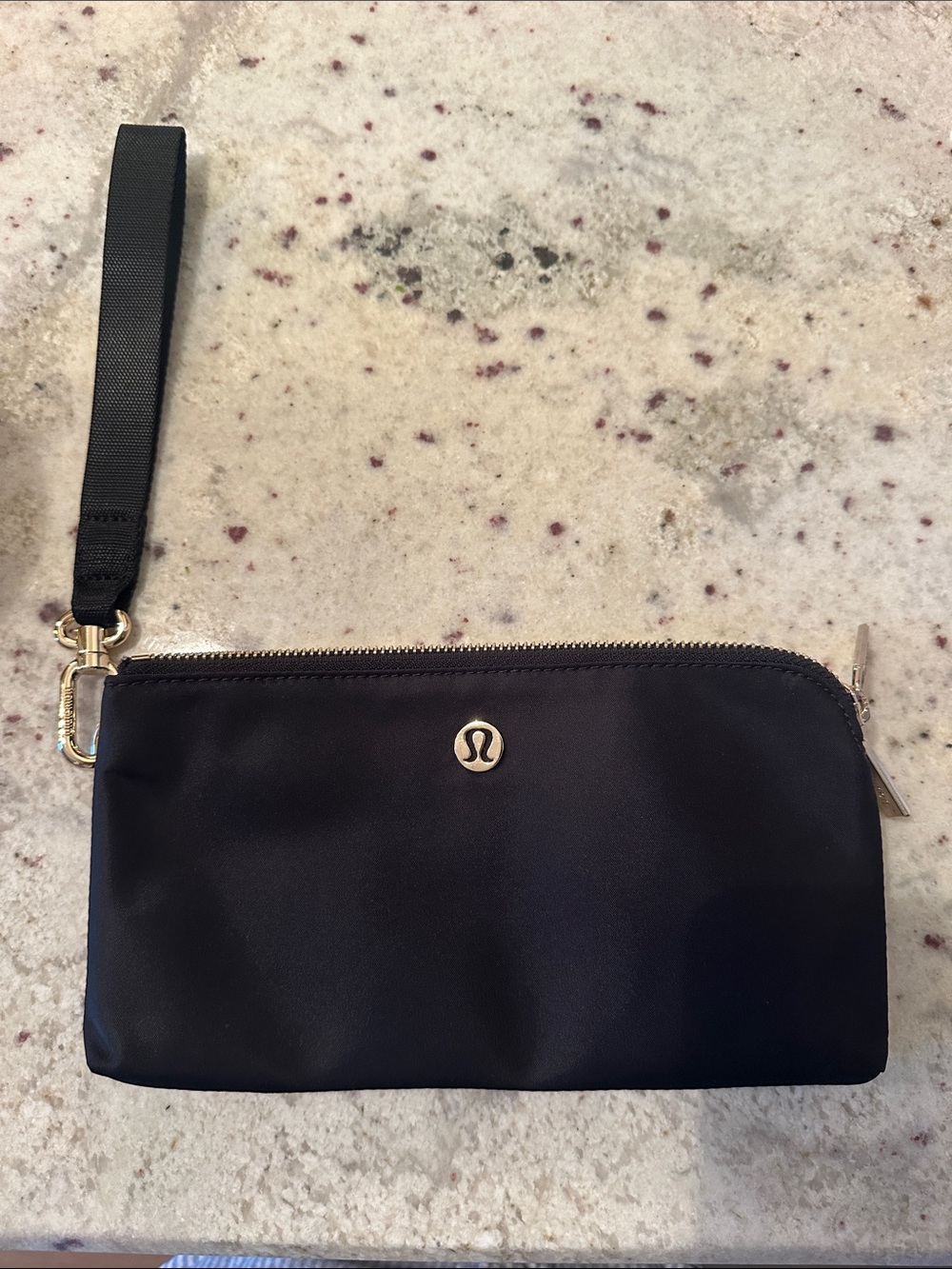 lululemon athletica Black Wristlet Clutch with Gold Hardware